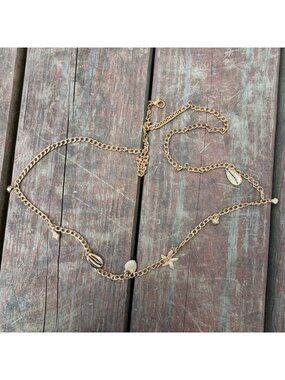 Gold Chain Belt With Seashell & Starfish Charms